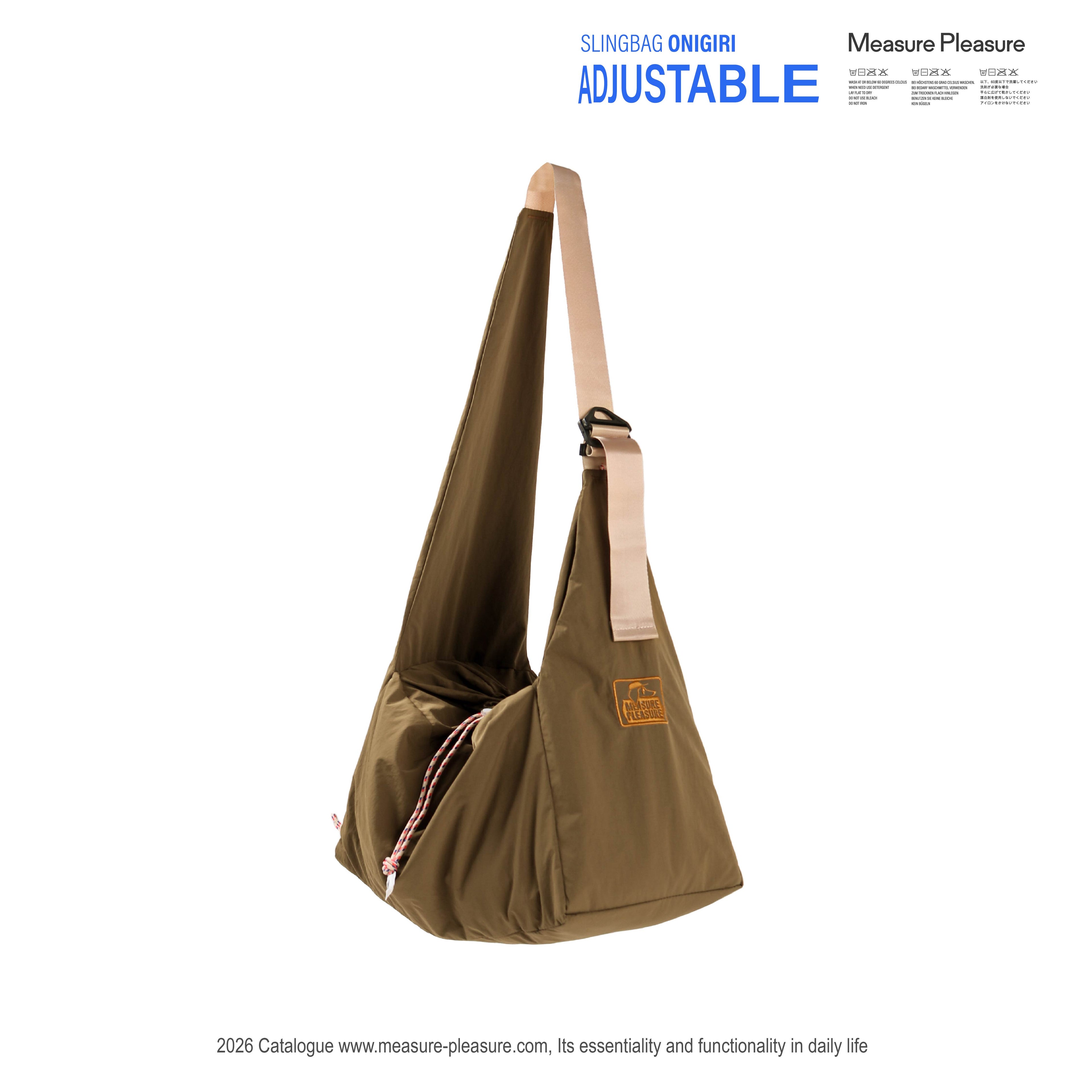 #036 Onigiri Adjustable Sling Bag Tobacco Brown