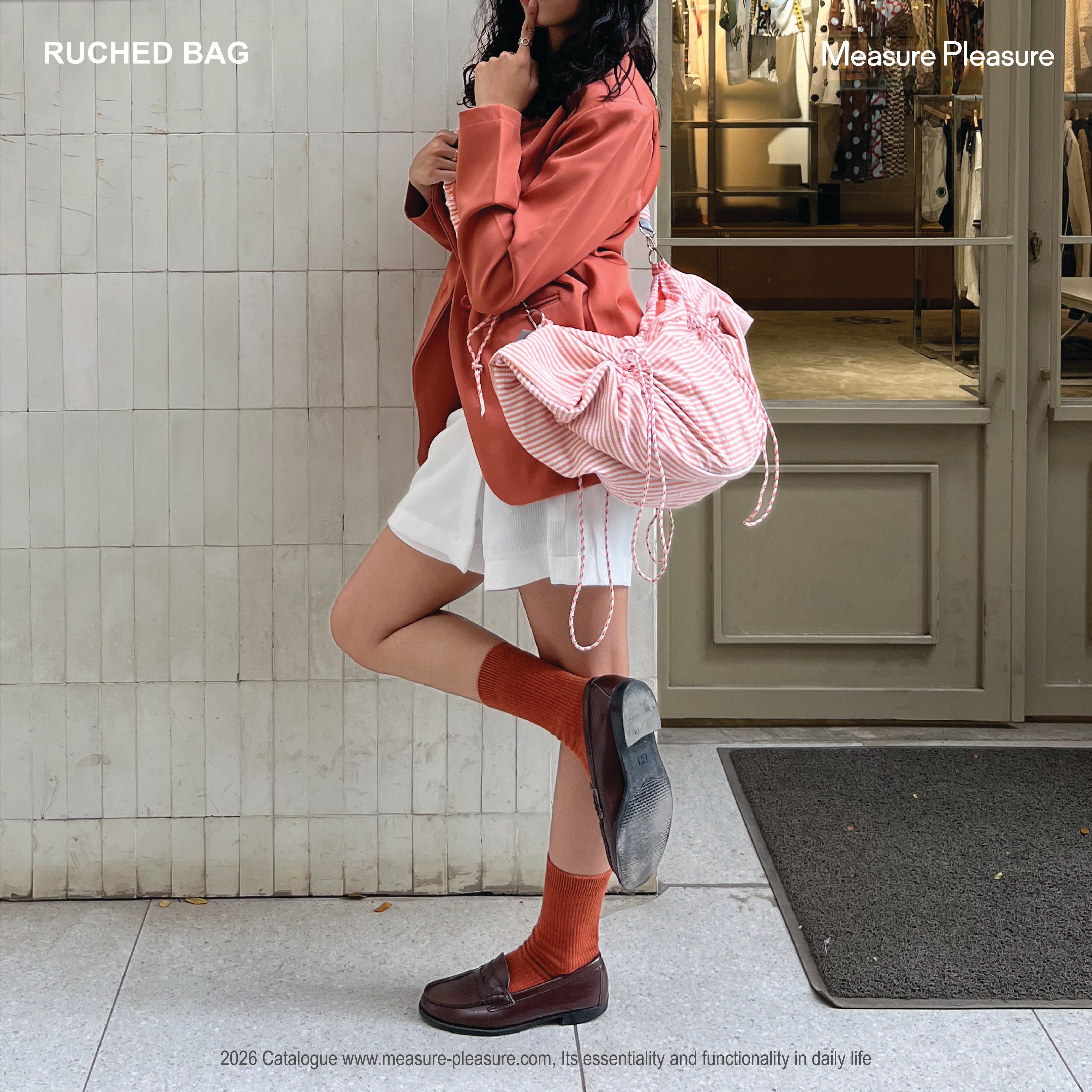 Ruched Bag Salmon Strips #702