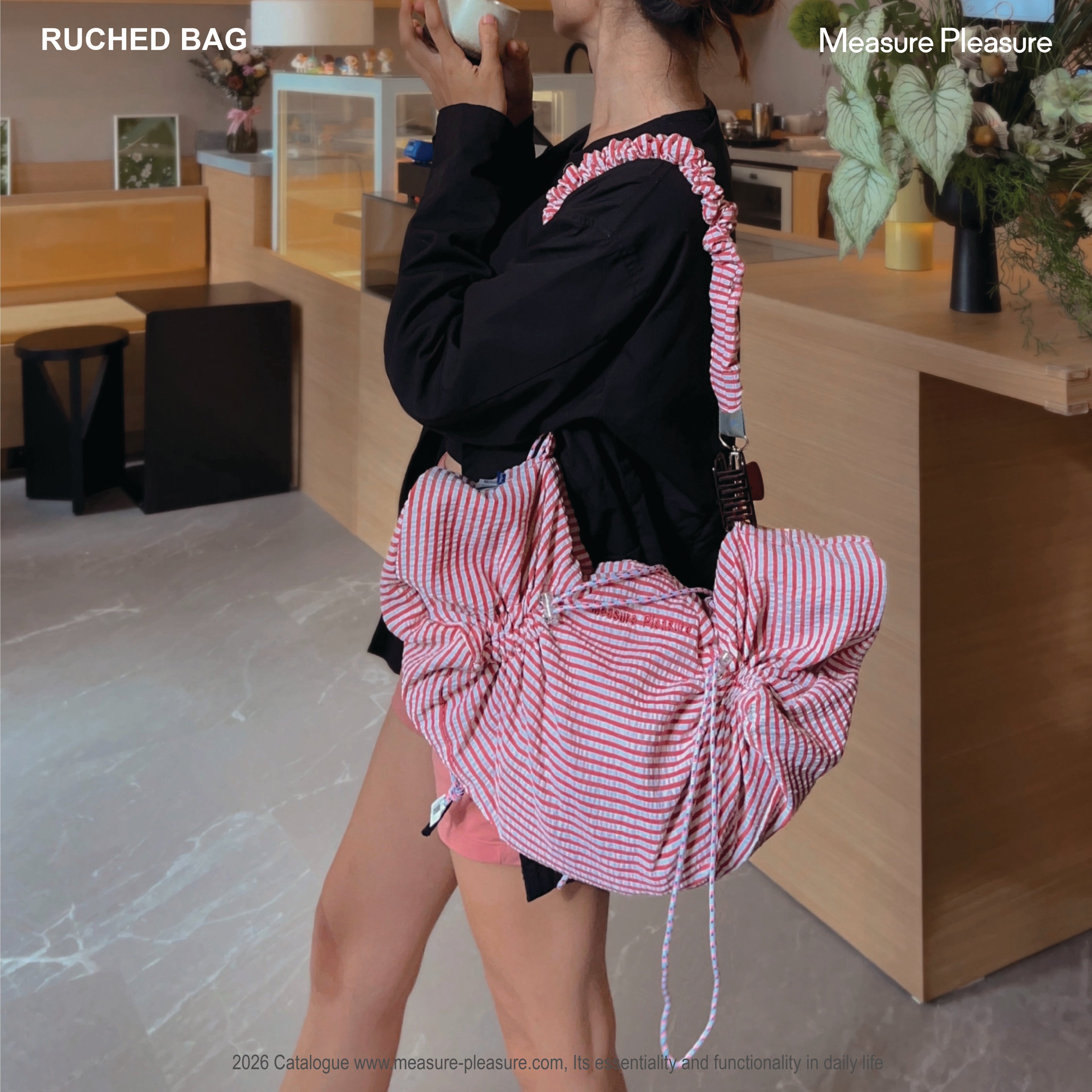 Ruched Bag Cherry Strips #701