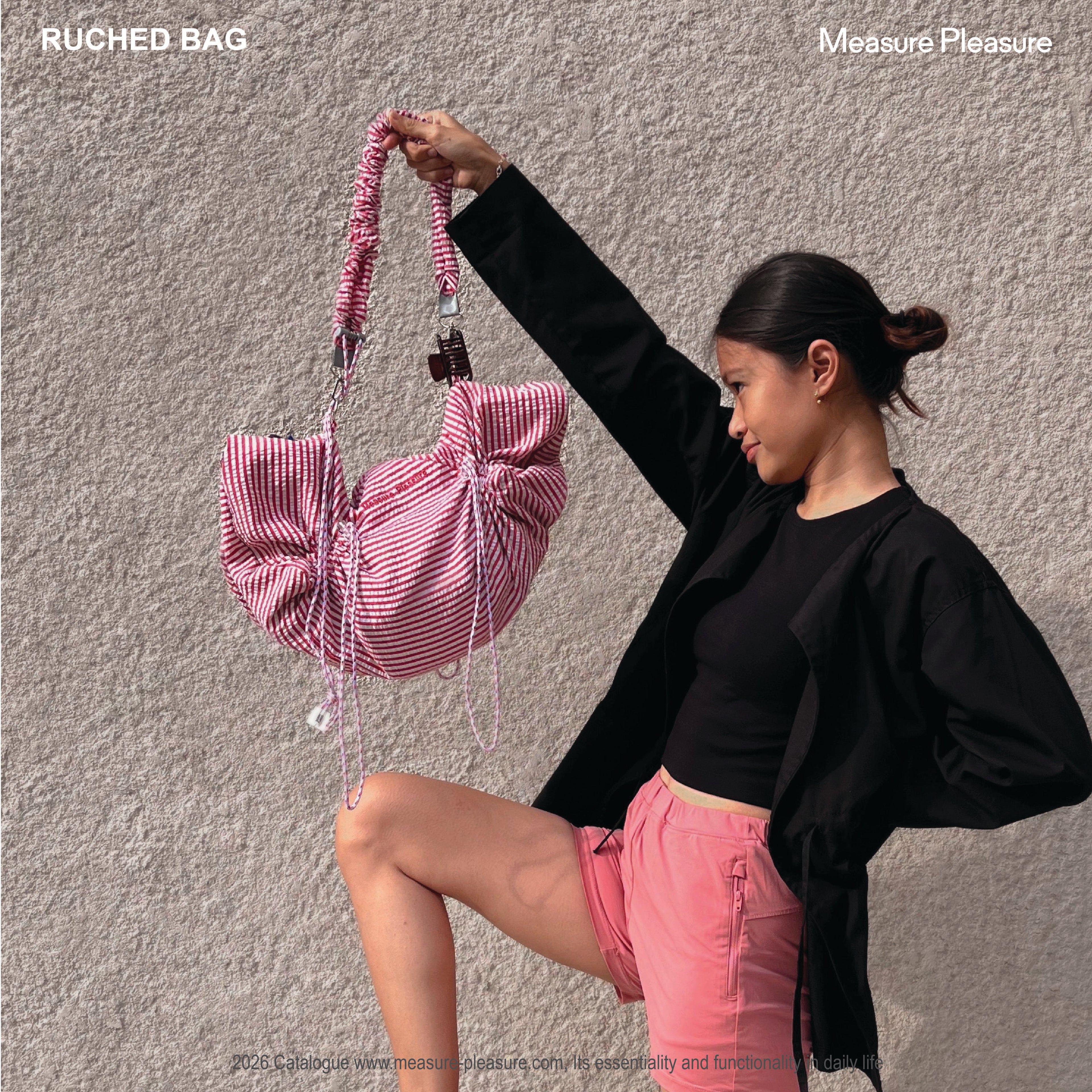 Ruched Bag Cherry Strips #701